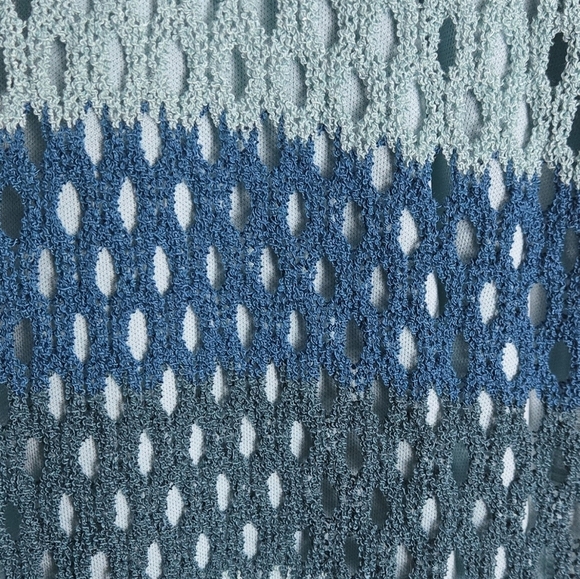 NWT Lulu's Picturesque Summer Teal blue striped crochet Midi Dress - Picture 7 of 9